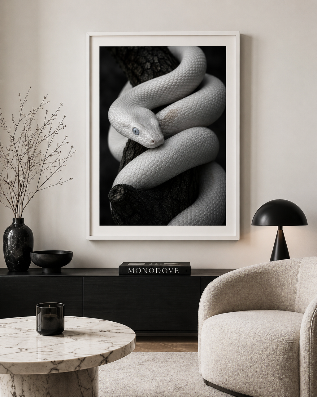 White Snake in Ivory Coil